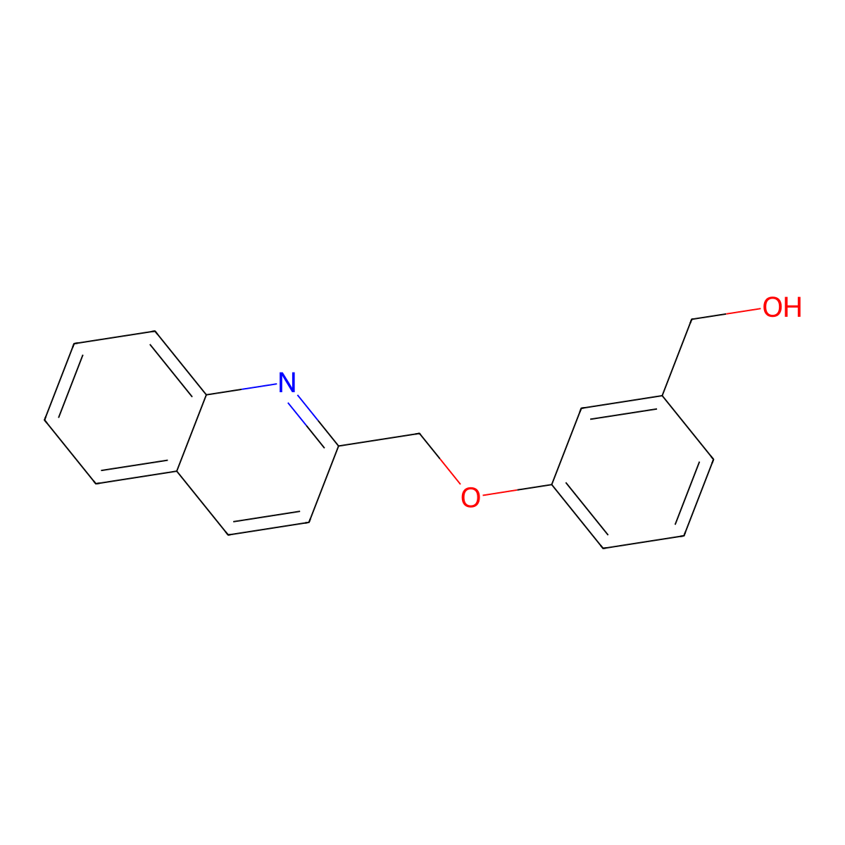 Benzenemethanol, 3-(2-quinolinylmethoxy)- molecular structure, CAS 123226-28-8