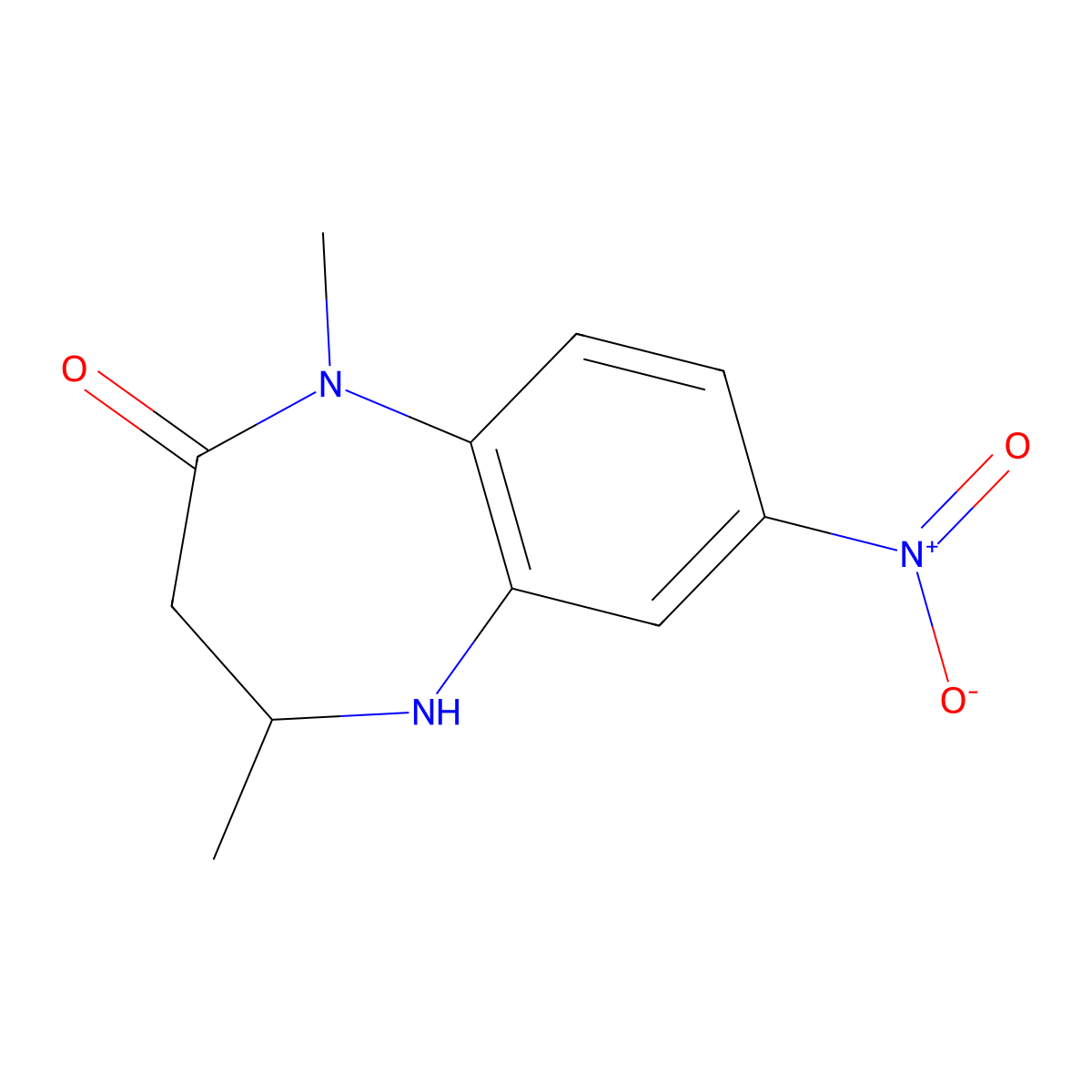 1,3,4,5-Tetrahydro-1,4-dimethyl-7-nitro-2H-1,5-benzodiazepin-2-one molecular structure, CAS 123228-95-5