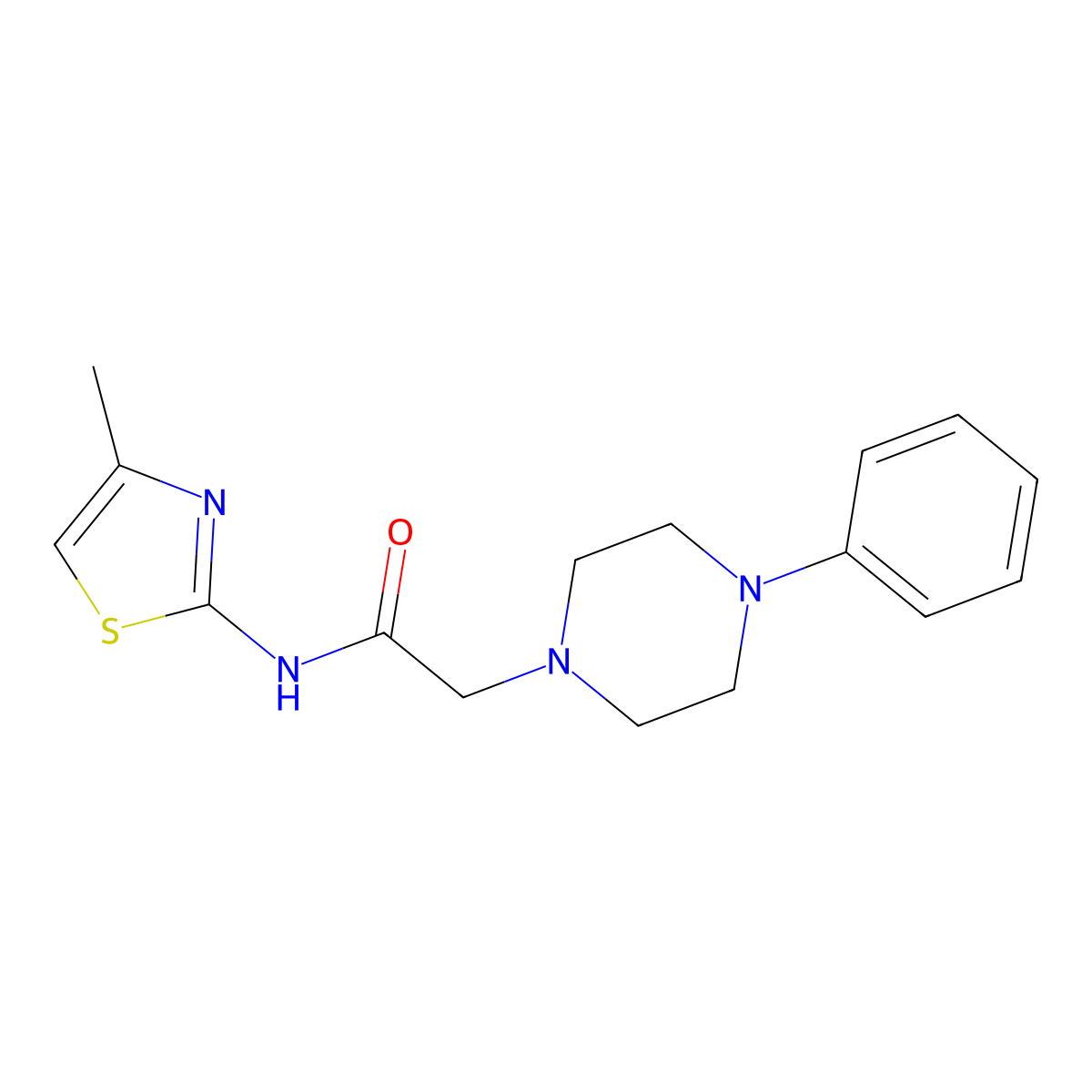 N-(4-methyl-1,3-thiazol-2-yl)-2-(4-phenylpiperazin-1-yl)acetamide molecular structure, CAS 123229-98-1