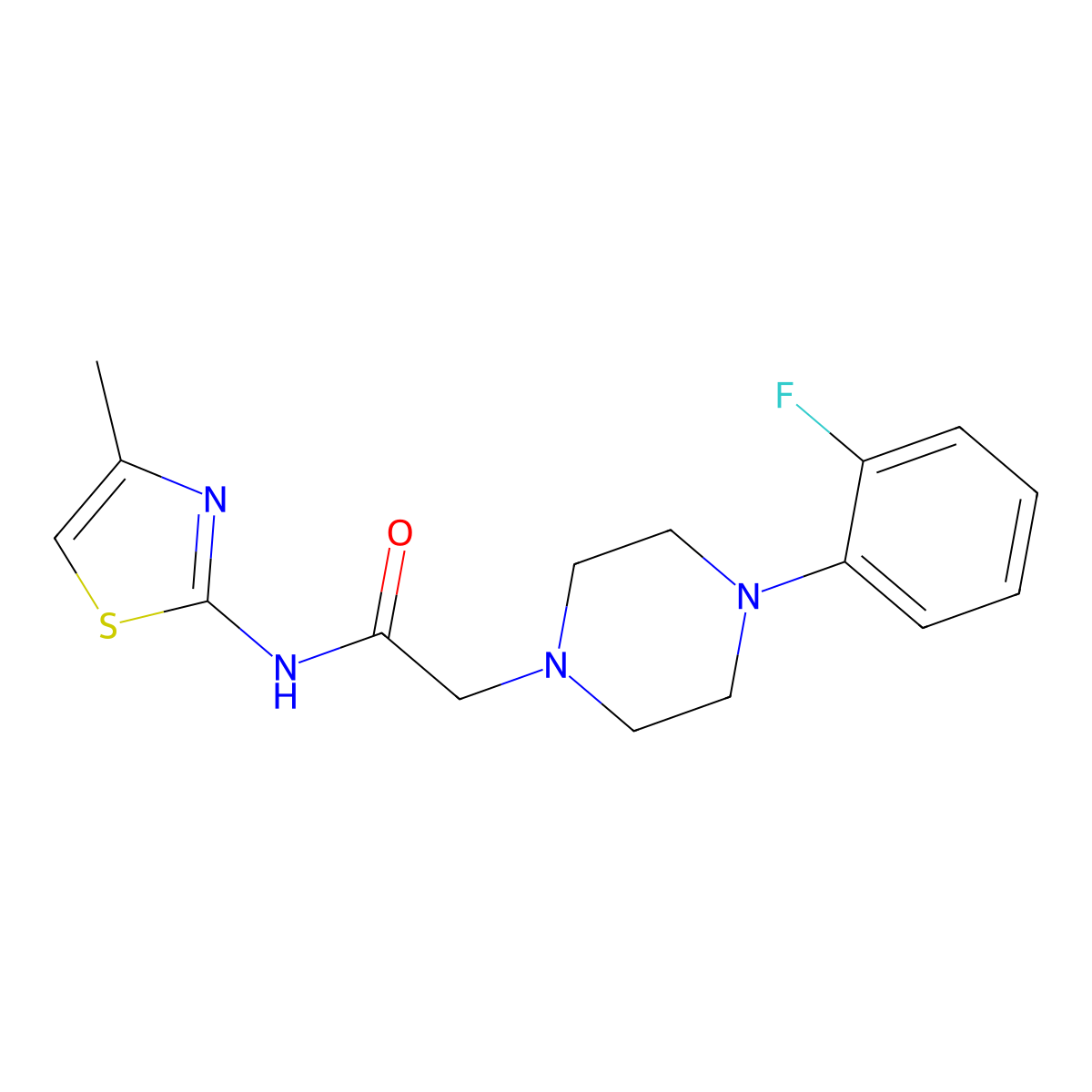 2-[4-(2-fluorophenyl)piperazin-1-yl]-N-(4-methyl-1,3-thiazol-2-yl)acetamide molecular structure, CAS 123230-06-8