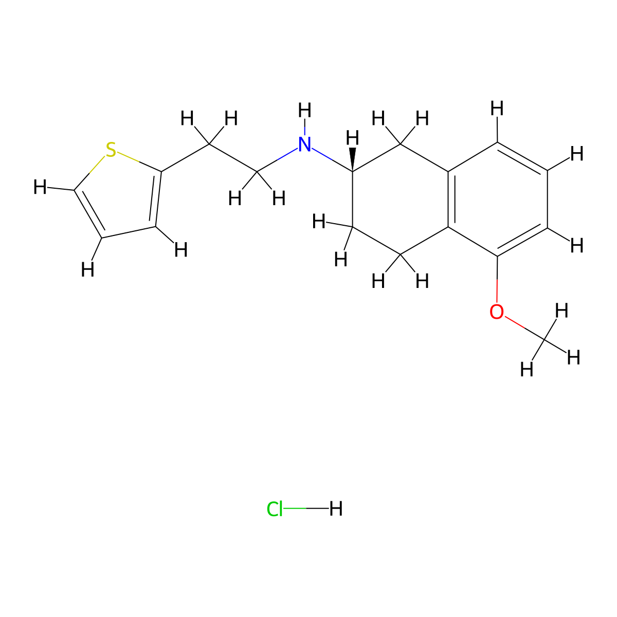 (S)-5-methoxy-N-(2-(thiophen-2-yl)ethyl)-1,2,3,4-tetrahydronaphthalen-2-amine hydrochloride molecular structure, CAS 1232344-35-2