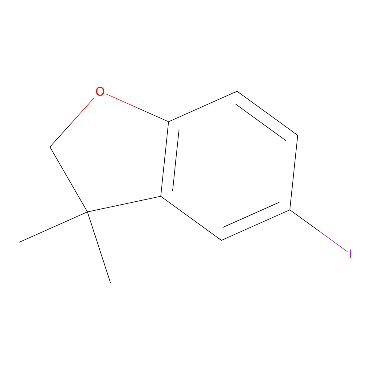5-Iodo-3,3-dimethyl-2,3-dihydro-1-benzofuran molecular structure, CAS 1232361-88-4