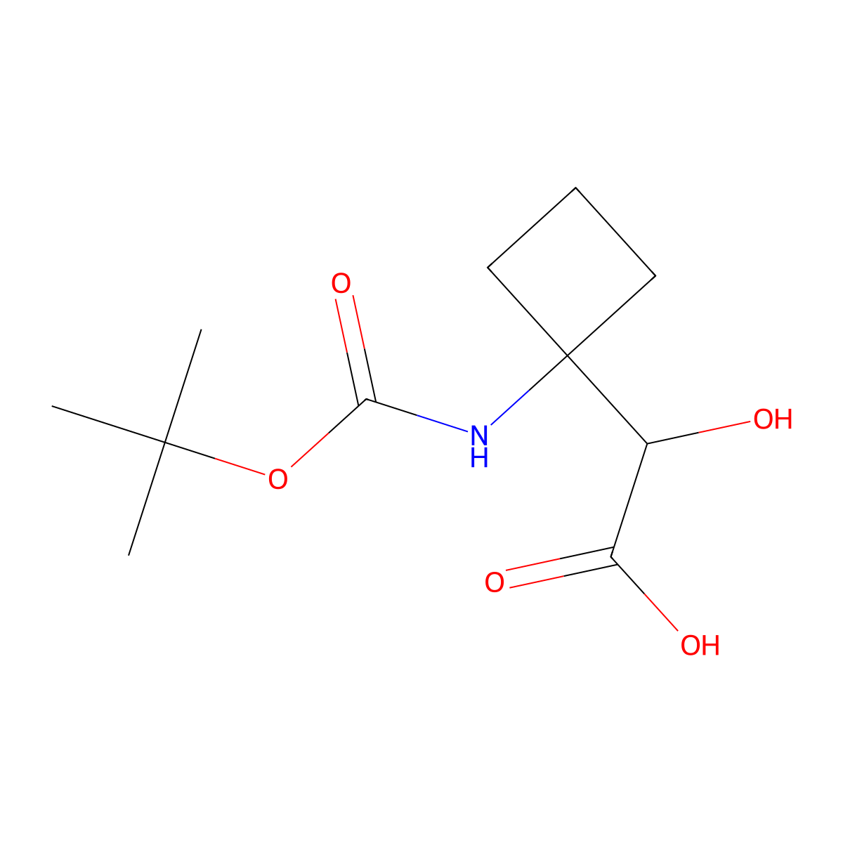 2-(1-(Tert-butoxycarbonylamino)cyclobutyl)-2-hydroxyacetic acid molecular structure, CAS 1232365-39-7