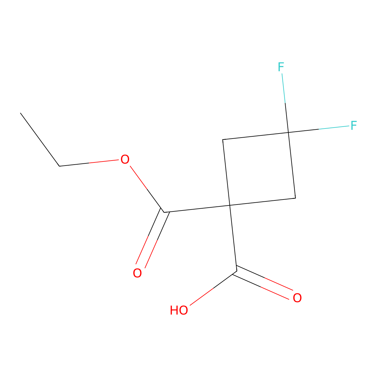 1-(Ethoxycarbonyl)-3,3-difluorocyclobutane-1-carboxylic acid molecular structure, CAS 1232365-40-0