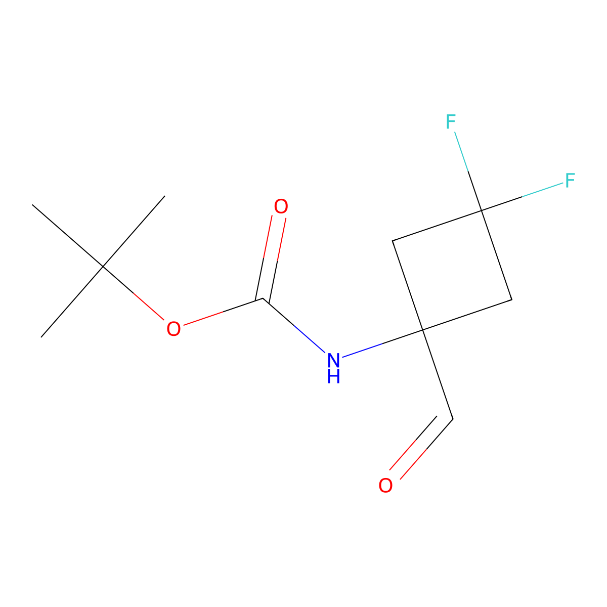 tert-butyl N-(3,3-difluoro-1-formylcyclobutyl)carbamate molecular structure, CAS 1232365-43-3