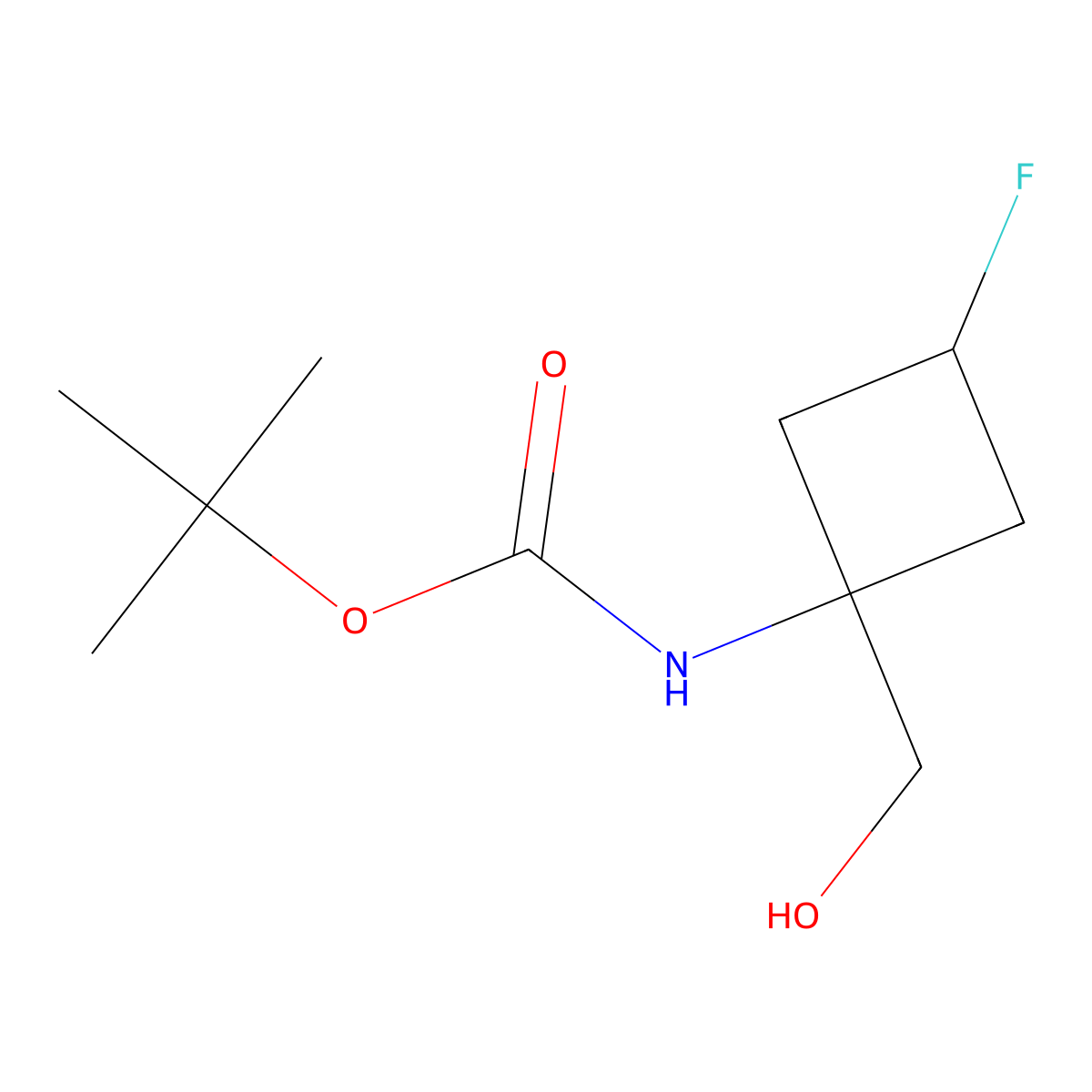 tert-butyl N-(3-fluoro-1-(hydroxymethyl)cyclobutyl)carbamate molecular structure, CAS 1232365-48-8