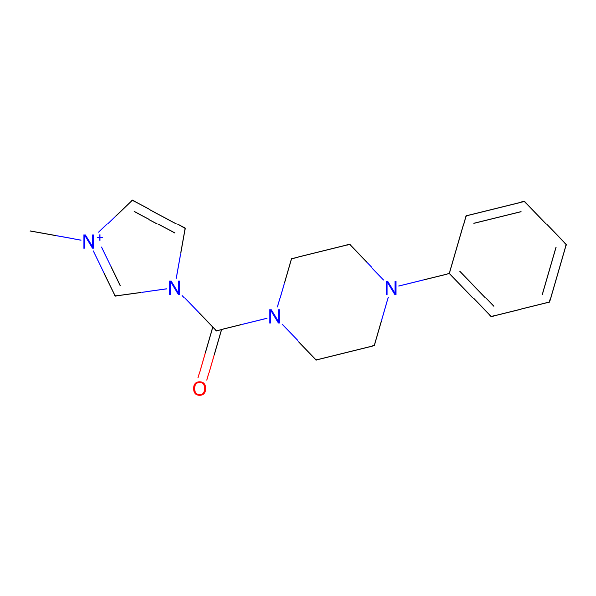 1-Methyl-3-(4-phenylpiperazine-1-carbonyl)-1H-imidazol-3-ium molecular structure, CAS 1232396-14-3