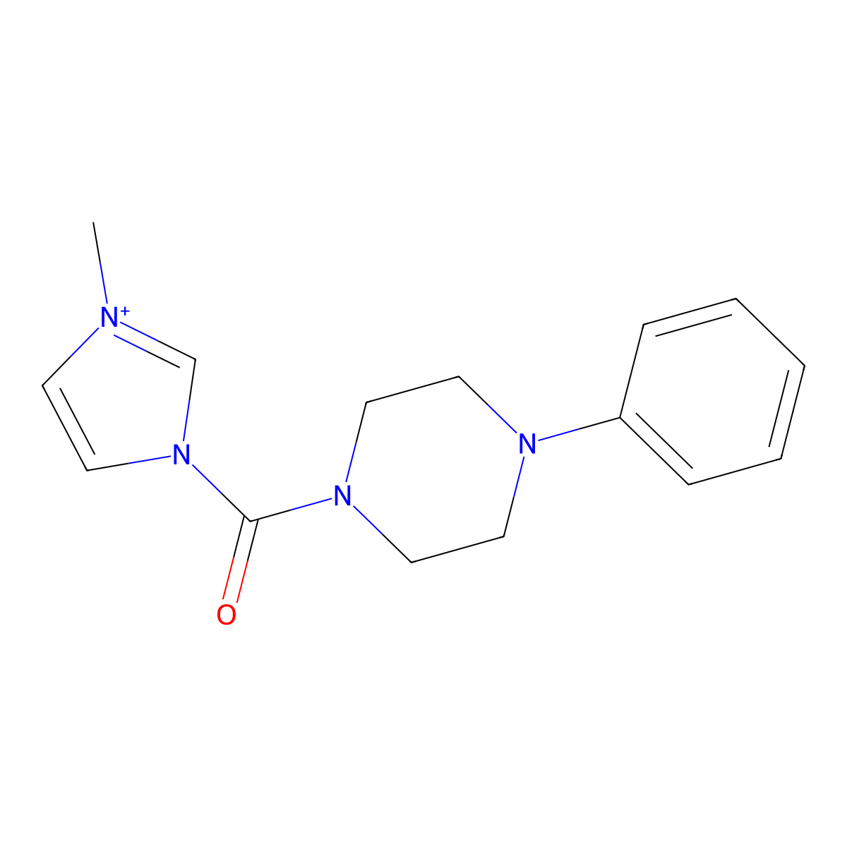 1-Methyl-3-(4-phenylpiperazine-1-carbonyl)-1H-imidazol-3-ium molecular structure, CAS 1232396-14-3