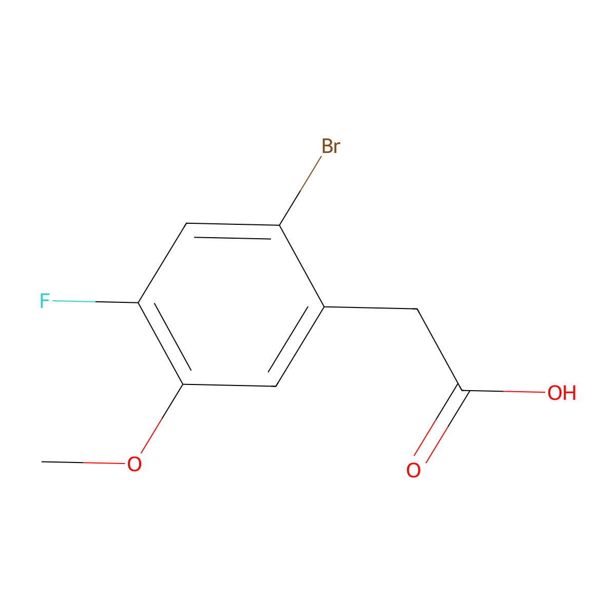 2-(2-Bromo-4-fluoro-5-methoxyphenyl)acetic acid molecular structure, CAS 1232402-56-0