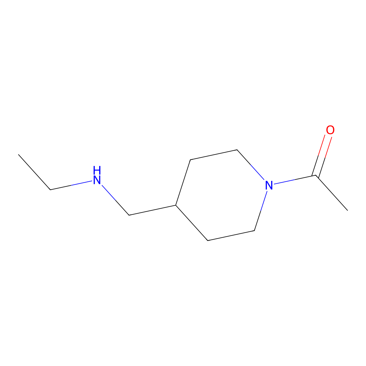 1-(4-Ethylaminomethyl-piperidin-1-yl)-ethanone molecular structure, CAS 1232402-72-0