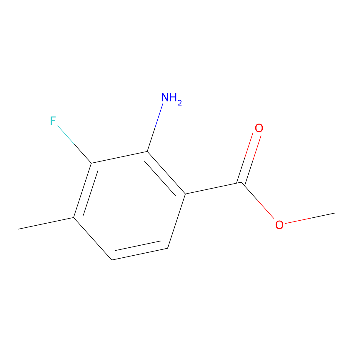 Methyl 2-amino-3-fluoro-4-methylbenzoate molecular structure, CAS 1232407-26-9