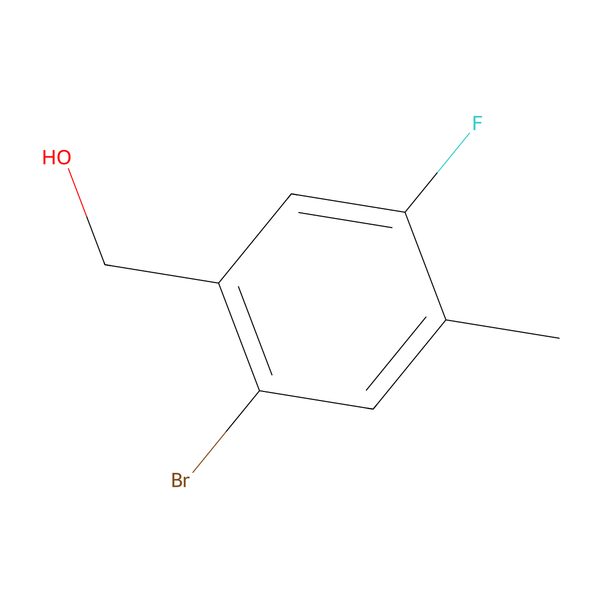 (2-Bromo-5-fluoro-4-methylphenyl)methanol molecular structure, CAS 1232407-49-6