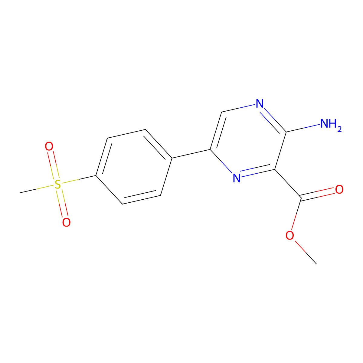 Methyl 3-amino-6-(4-(methylsulfonyl)phenyl)pyrazine-2-carboxylate molecular structure, CAS 1232423-27-6