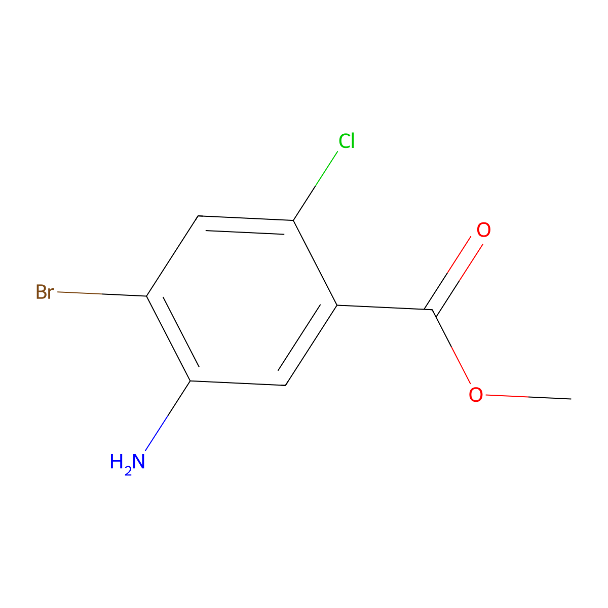 Methyl 5-amino-4-bromo-2-chlorobenzoate molecular structure, CAS 1232505-83-7