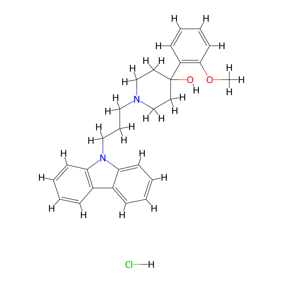 1-[3-(9H-Carbazol-9-YL)propyl]-4-(2-methoxyphenyl)-4-piperidinol hydrochloride molecular structure, CAS 123253-99-6