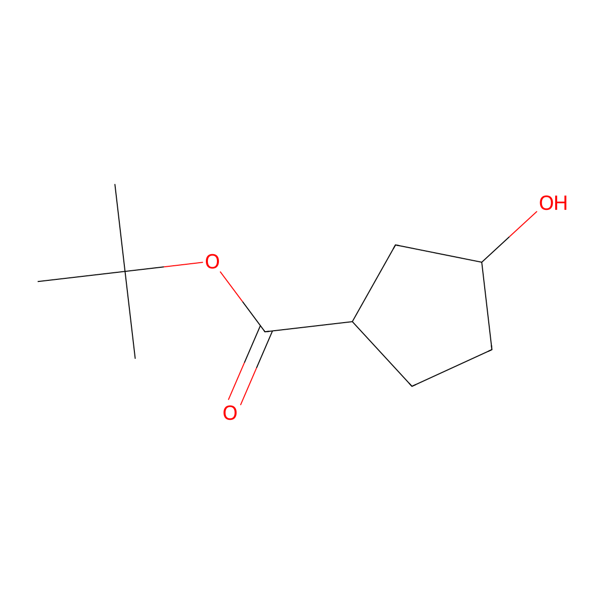 tert-Butyl 3-hydroxycyclopentanecarboxylate molecular structure, CAS 123258-59-3
