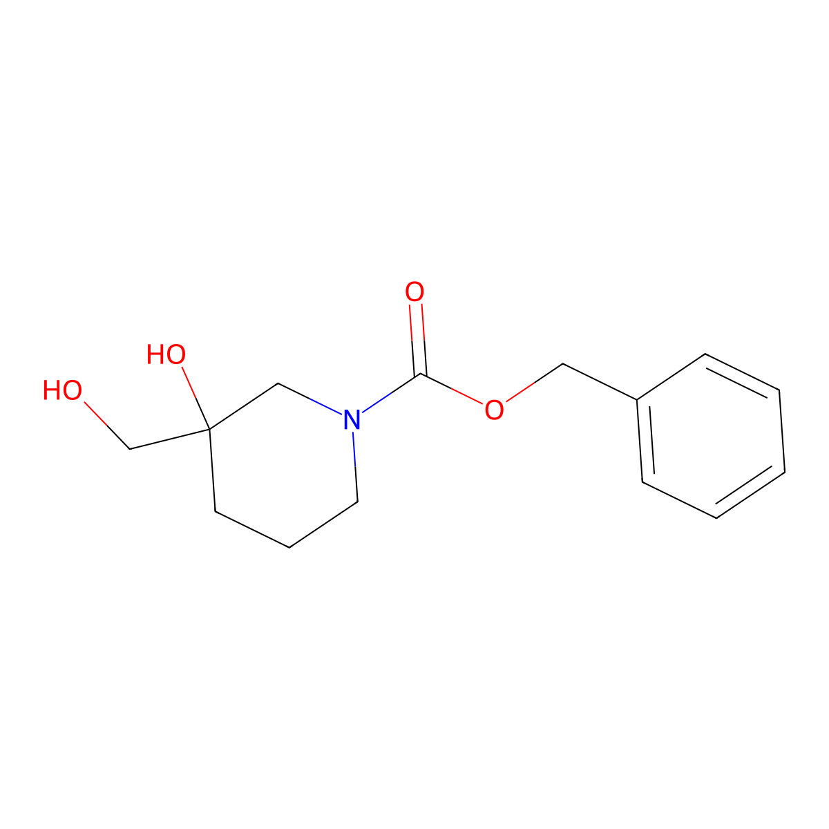 Benzyl 3-hydroxy-3-(hydroxymethyl)piperidine-1-carboxylate molecular structure, CAS 1232675-37-4
