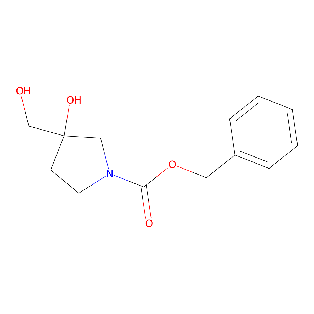 Benzyl 3-hydroxy-3-(hydroxymethyl)pyrrolidine-1-carboxylate molecular structure, CAS 1232675-68-1