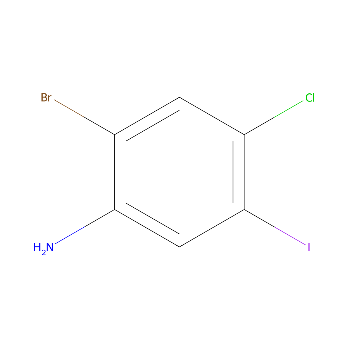 2-Bromo-4-chloro-5-iodoaniline molecular structure, CAS 1232688-56-0