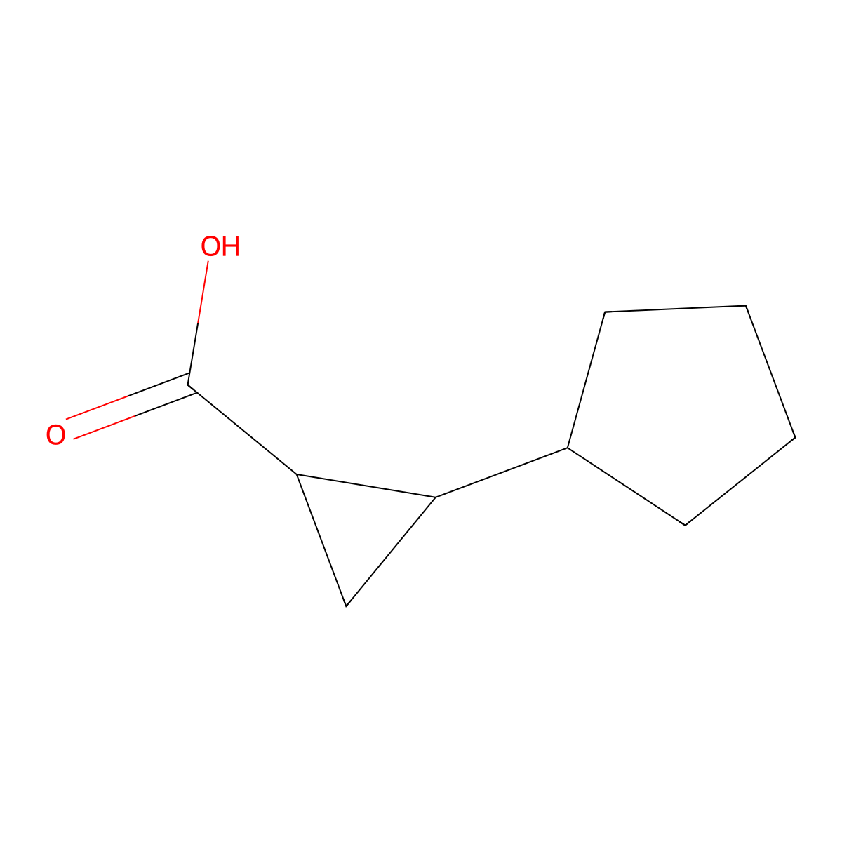 rac-(1R,2S)-2-cyclopentylcyclopropane-1-carboxylic acid molecular structure, CAS 1232688-98-0
