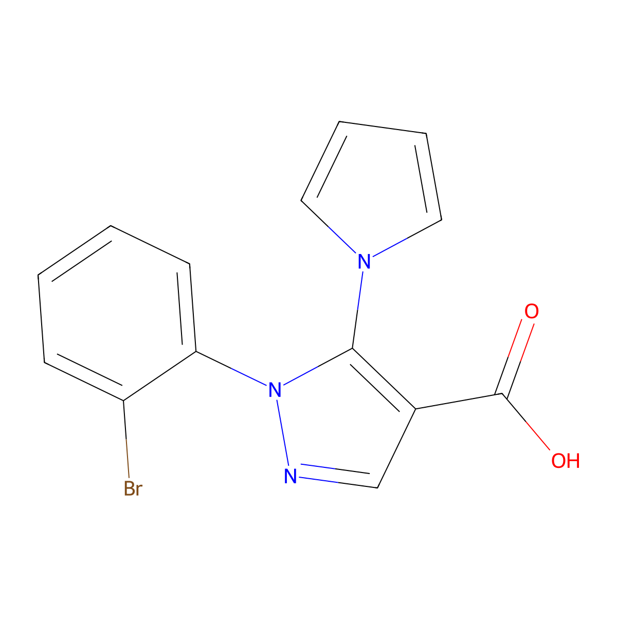 1-(2-bromophenyl)-5-(1H-pyrrol-1-yl)-1H-pyrazole-4-carboxylic acid molecular structure, CAS 1232693-52-5