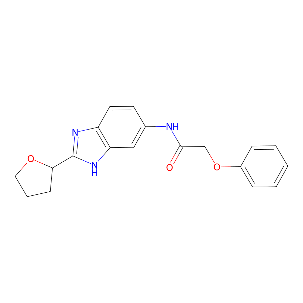 2-phenoxy-N-[2-(tetrahydrofuran-2-yl)-1H-benzimidazol-5-yl]acetamide molecular structure, CAS 1232693-61-6