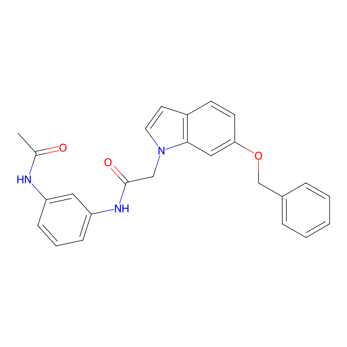 N-[3-(acetylamino)phenyl]-2-[6-(benzyloxy)-1H-indol-1-yl]acetamide molecular structure, CAS 1232693-64-9