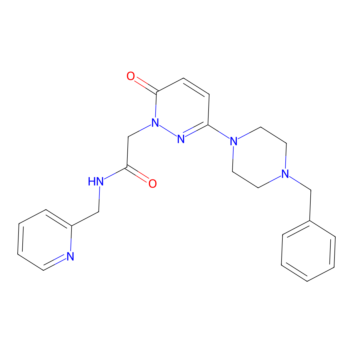 2-[3-(4-benzylpiperazin-1-yl)-6-oxopyridazin-1(6H)-yl]-N-(pyridin-2-ylmethyl)acetamide molecular structure, CAS 1232693-72-9