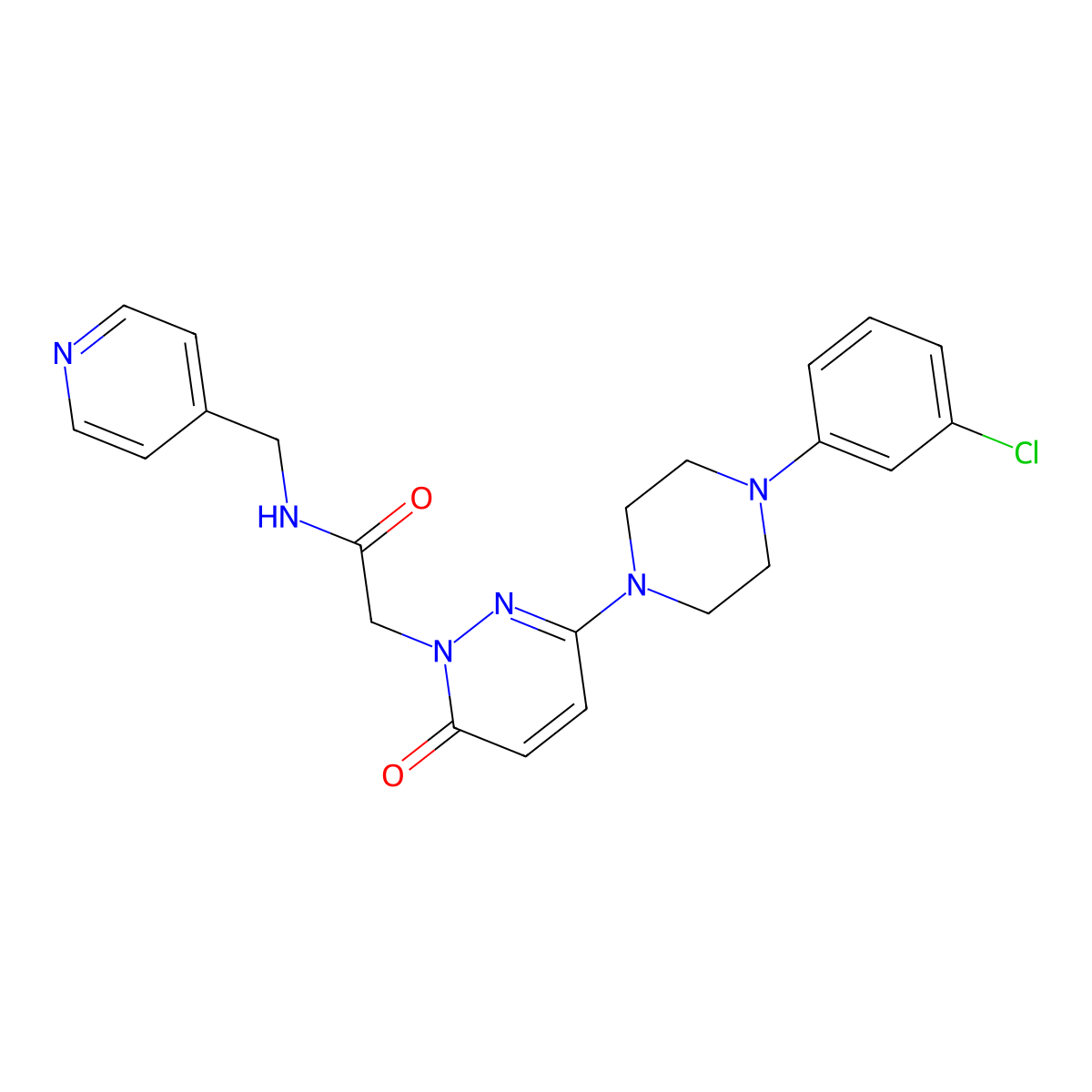 2-(3-(4-(3-chlorophenyl)piperazin-1-yl)-6-oxopyridazin-1(6H)-yl)-N-(pyridin-4-ylmethyl)acetamide molecular structure, CAS 1232694-21-1