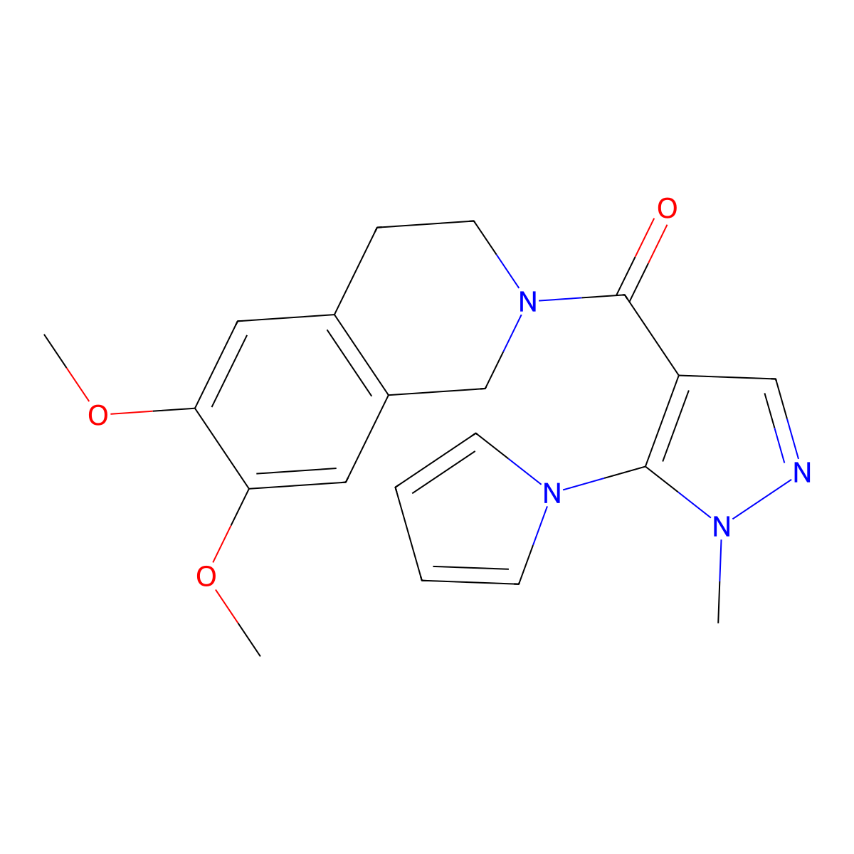 (6,7-dimethoxy-3,4-dihydroisoquinolin-2(1H)-yl)(1-methyl-5-(1H-pyrrol-1-yl)-1H-pyrazol-4-yl)methanone molecular structure, CAS 1232694-41-5