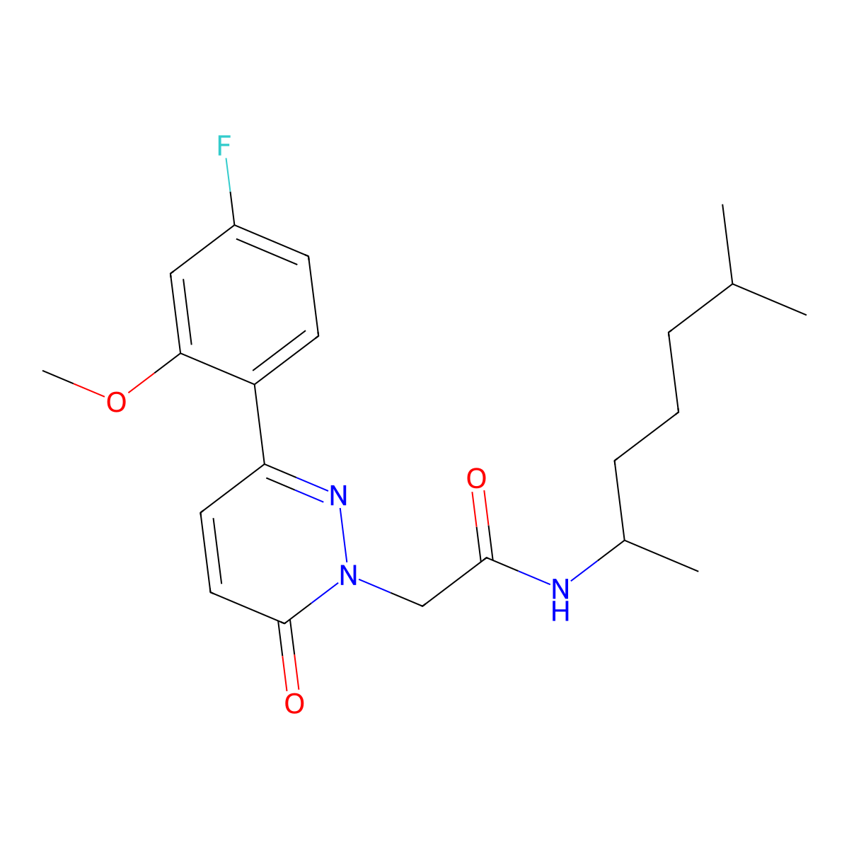 2-(3-(4-fluoro-2-methoxyphenyl)-6-oxopyridazin-1(6H)-yl)-N-(6-methylheptan-2-yl)acetamide molecular structure, CAS 1232767-31-5