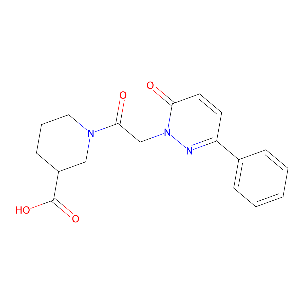 1-[(6-oxo-3-phenylpyridazin-1(6H)-yl)acetyl]piperidine-3-carboxylic acid molecular structure, CAS 1232767-38-2