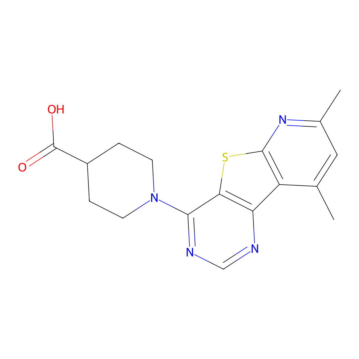 1-(2,4-Dimethyl-9-thia-1,5,7-triaza-fluoren-8-yl)-piperidine-4-carboxylic acid molecular structure, CAS 1232767-49-5