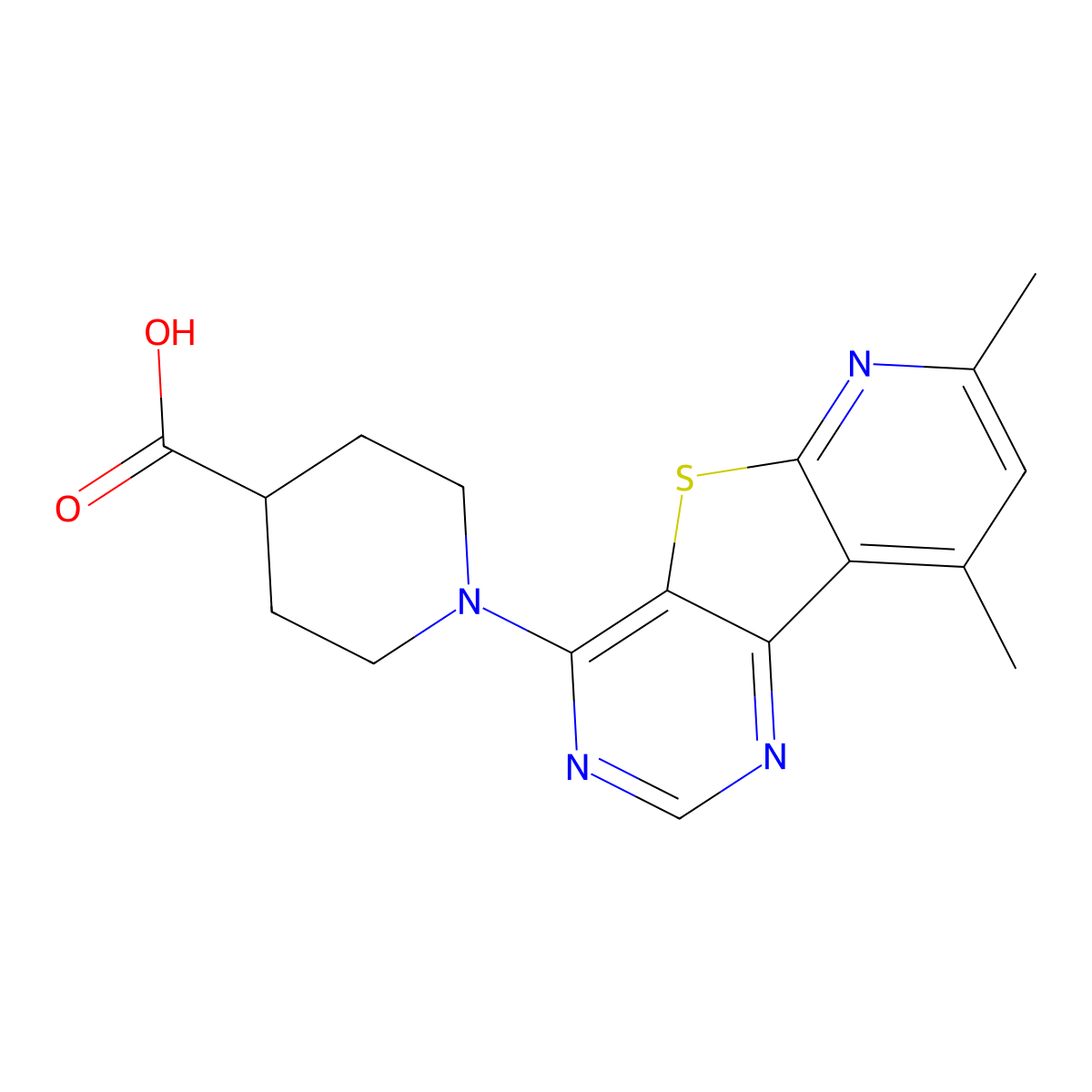 1-(2,4-Dimethyl-9-thia-1,5,7-triaza-fluoren-8-yl)-piperidine-4-carboxylic acid molecular structure, CAS 1232767-49-5