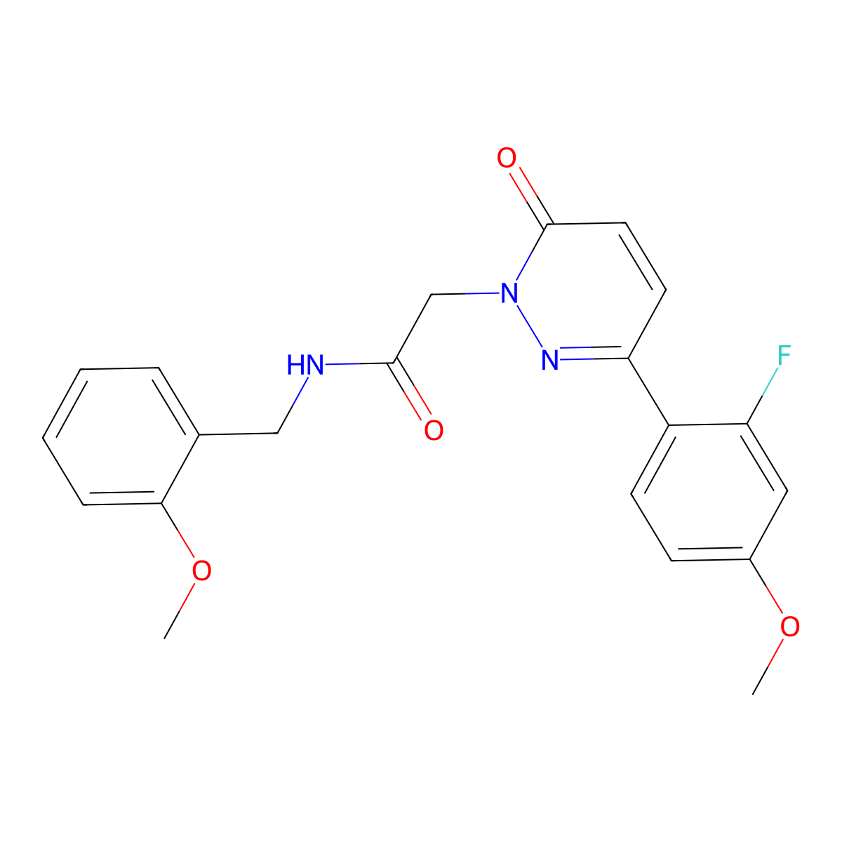 2-(3-(2-fluoro-4-methoxyphenyl)-6-oxopyridazin-1(6H)-yl)-N-(2-methoxybenzyl)acetamide molecular structure, CAS 1232767-56-4