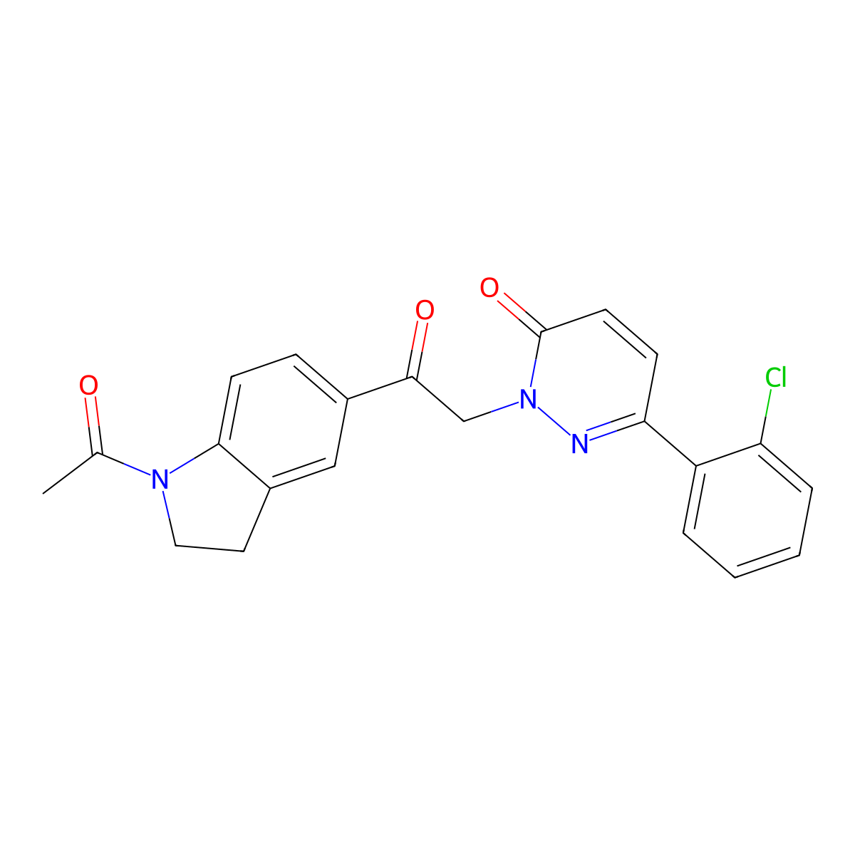 2-[2-(1-acetyl-2,3-dihydro-1H-indol-5-yl)-2-oxoethyl]-6-(2-chlorophenyl)pyridazin-3(2H)-one molecular structure, CAS 1232767-70-2