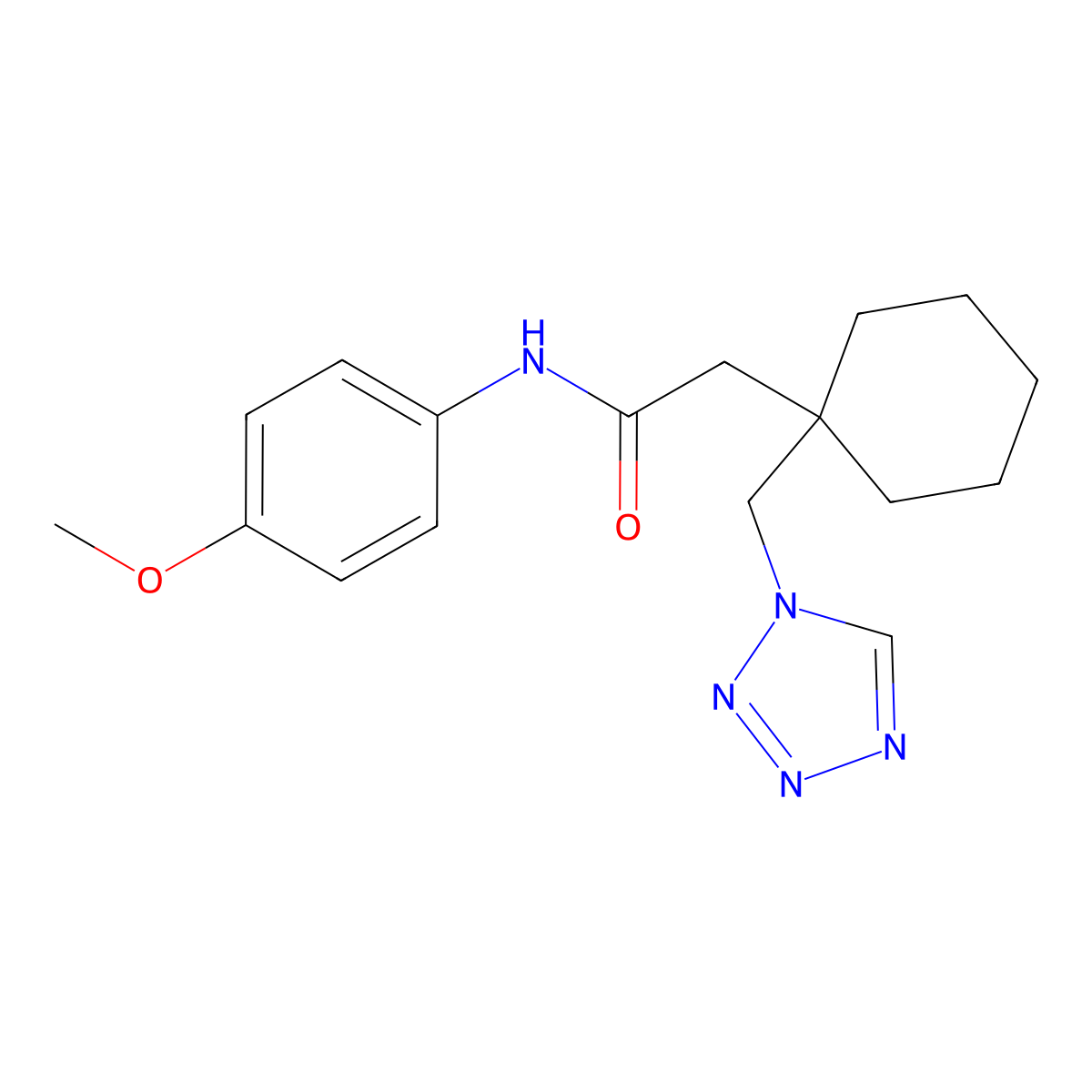 N-(4-methoxyphenyl)-2-[1-(1H-tetrazol-1-ylmethyl)cyclohexyl]acetamide molecular structure, CAS 1232767-75-7