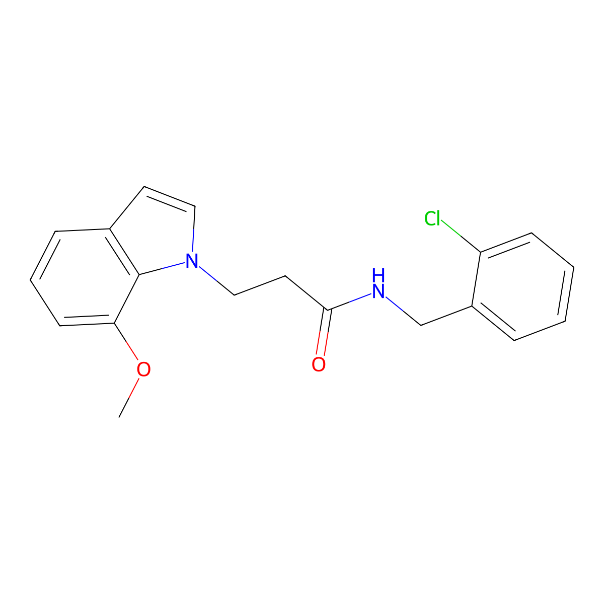 N-(2-chlorobenzyl)-3-(7-methoxy-1H-indol-1-yl)propanamide molecular structure, CAS 1232767-83-7
