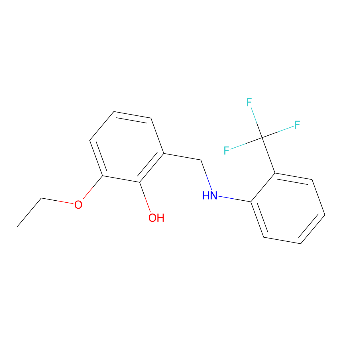 2-Ethoxy-6-({[2-(trifluoromethyl)phenyl]amino}methyl)phenol molecular structure, CAS 1232767-93-9