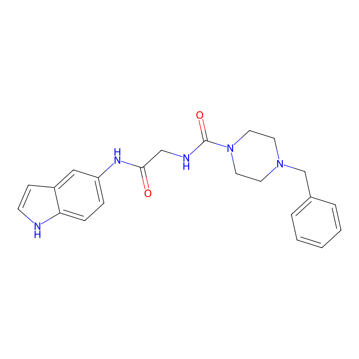 4-benzyl-N-[2-(1H-indol-5-ylamino)-2-oxoethyl]piperazine-1-carboxamide molecular structure, CAS 1232768-07-8