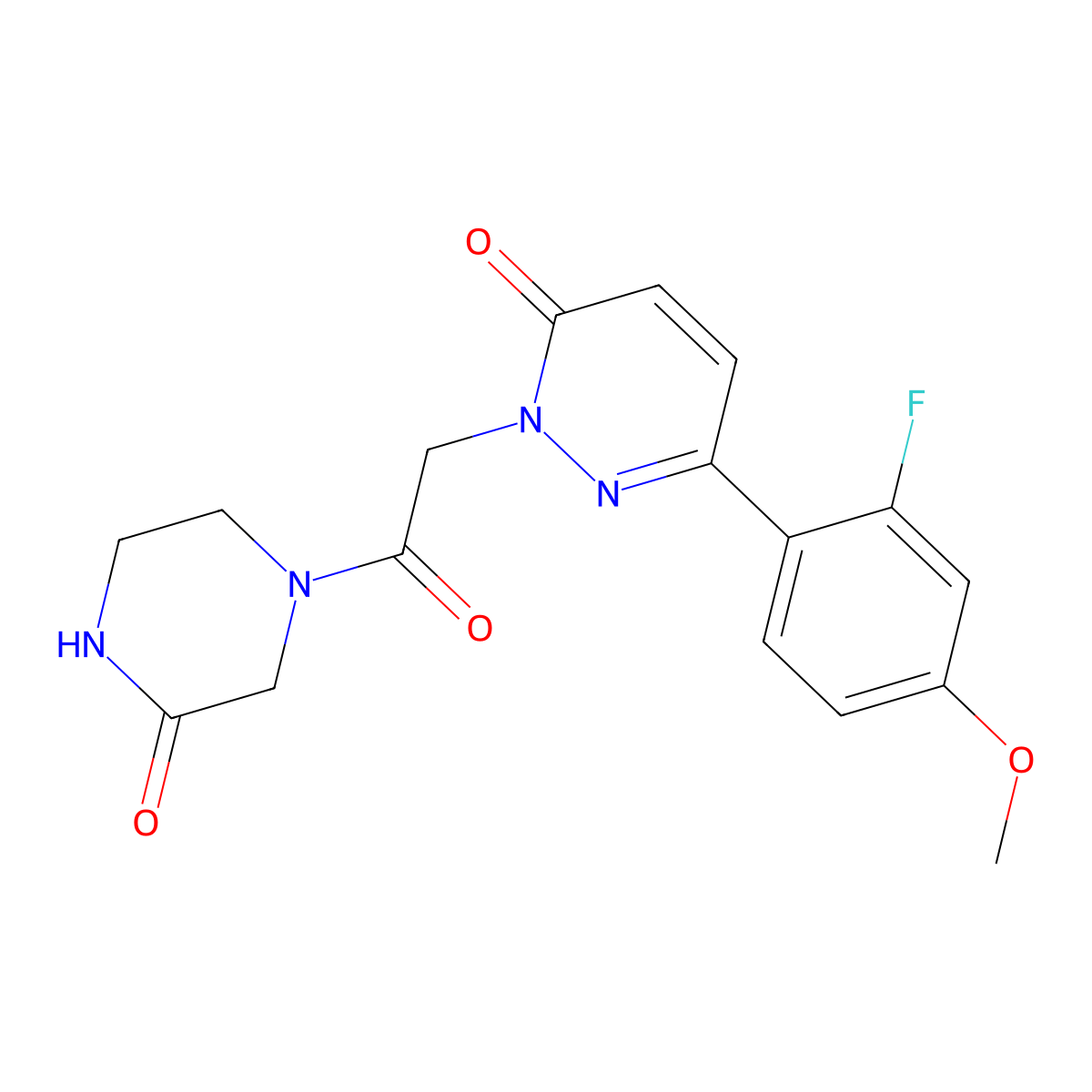 6-(2-fluoro-4-methoxyphenyl)-2-[2-oxo-2-(3-oxopiperazino)ethyl]-3(2H)-pyridazinone molecular structure, CAS 1232768-10-3