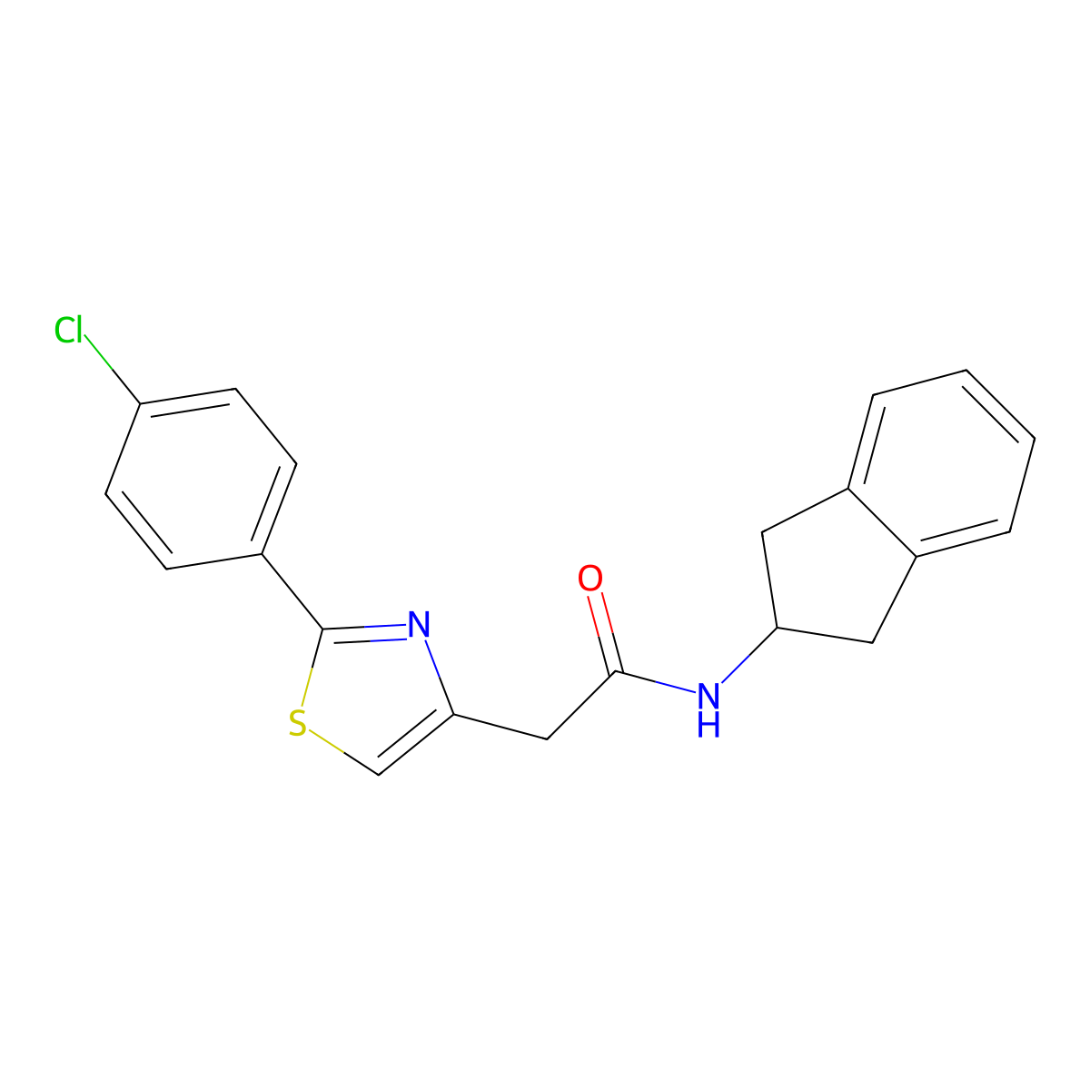 2-[2-(4-chlorophenyl)-1,3-thiazol-4-yl]-N-(2,3-dihydro-1H-inden-2-yl)acetamide molecular structure, CAS 1232768-13-6