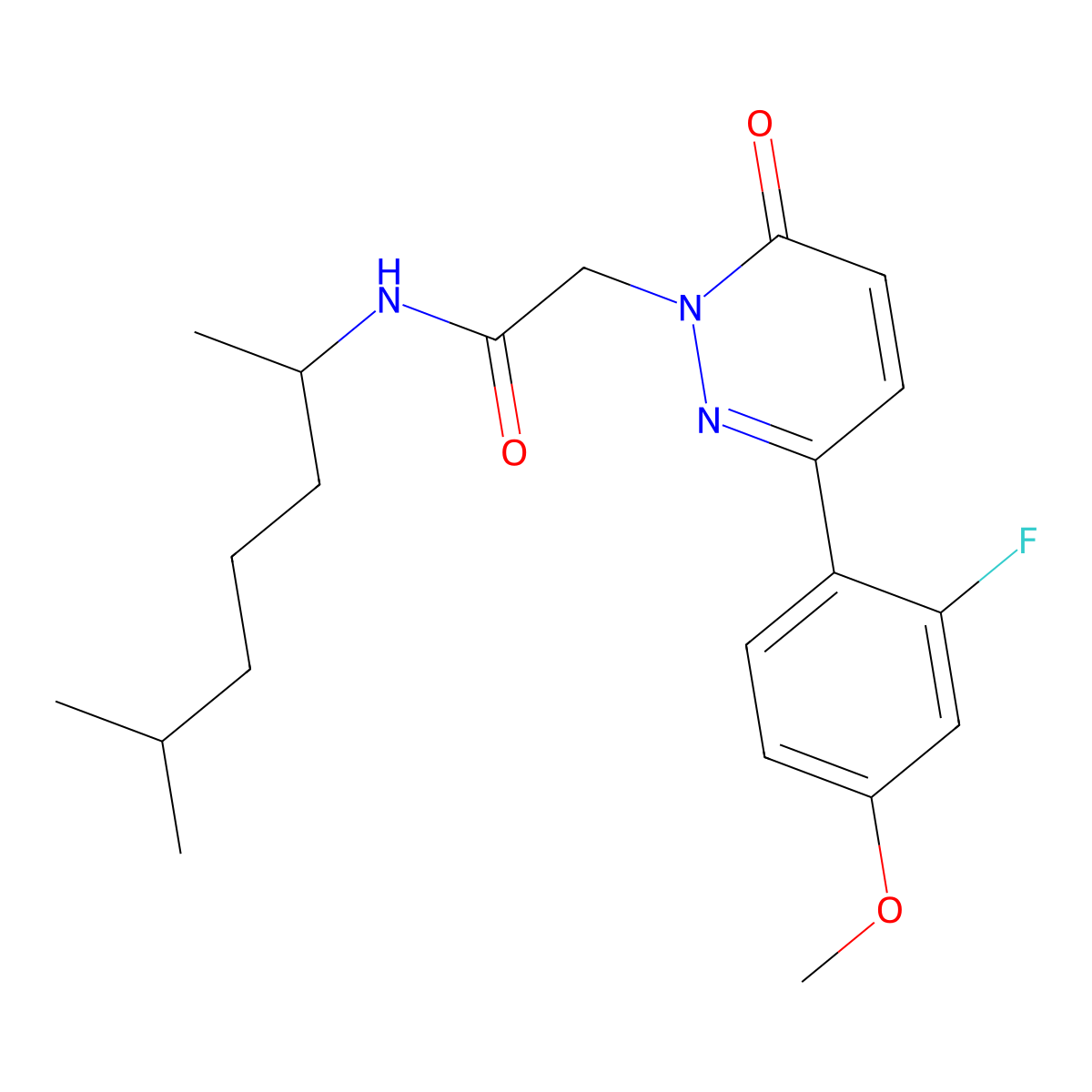 2-(3-(2-fluoro-4-methoxyphenyl)-6-oxopyridazin-1(6H)-yl)-N-(6-methylheptan-2-yl)acetamide molecular structure, CAS 1232768-18-1