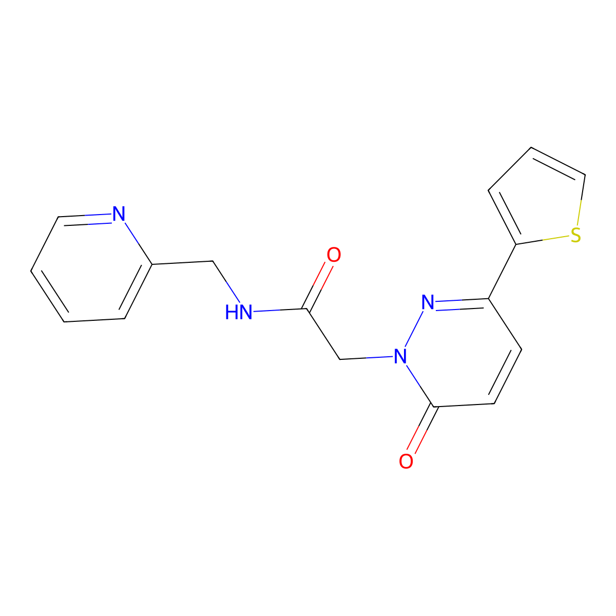 2-[6-oxo-3-(thiophen-2-yl)pyridazin-1(6H)-yl]-N-(pyridin-2-ylmethyl)acetamide molecular structure, CAS 1232768-22-7