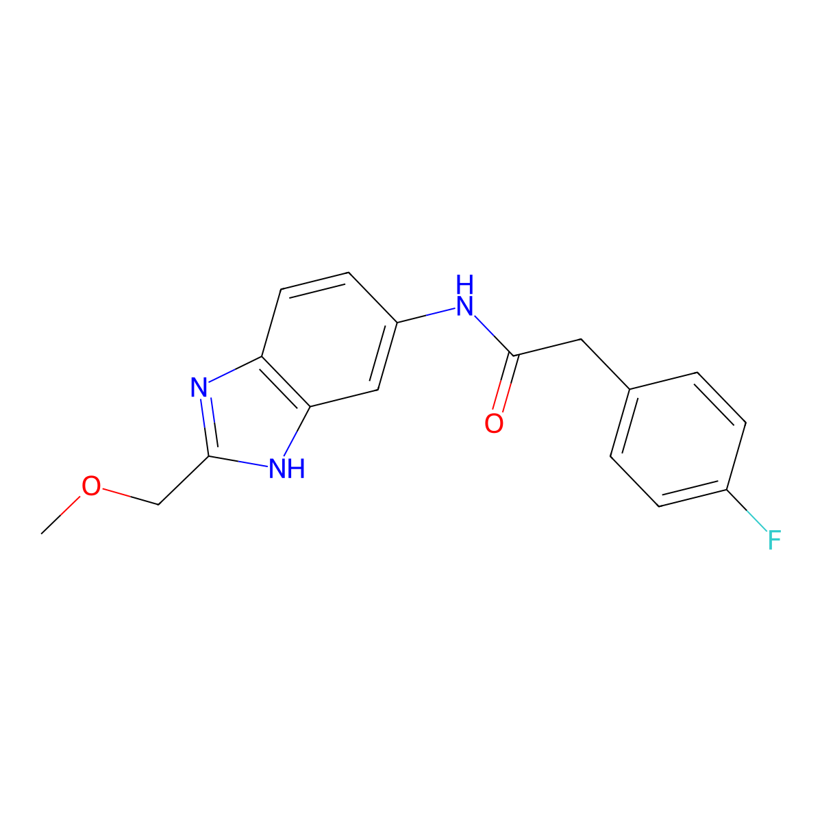 2-(4-fluorophenyl)-N-[2-(methoxymethyl)-1H-benzimidazol-5-yl]acetamide molecular structure, CAS 1232768-33-0