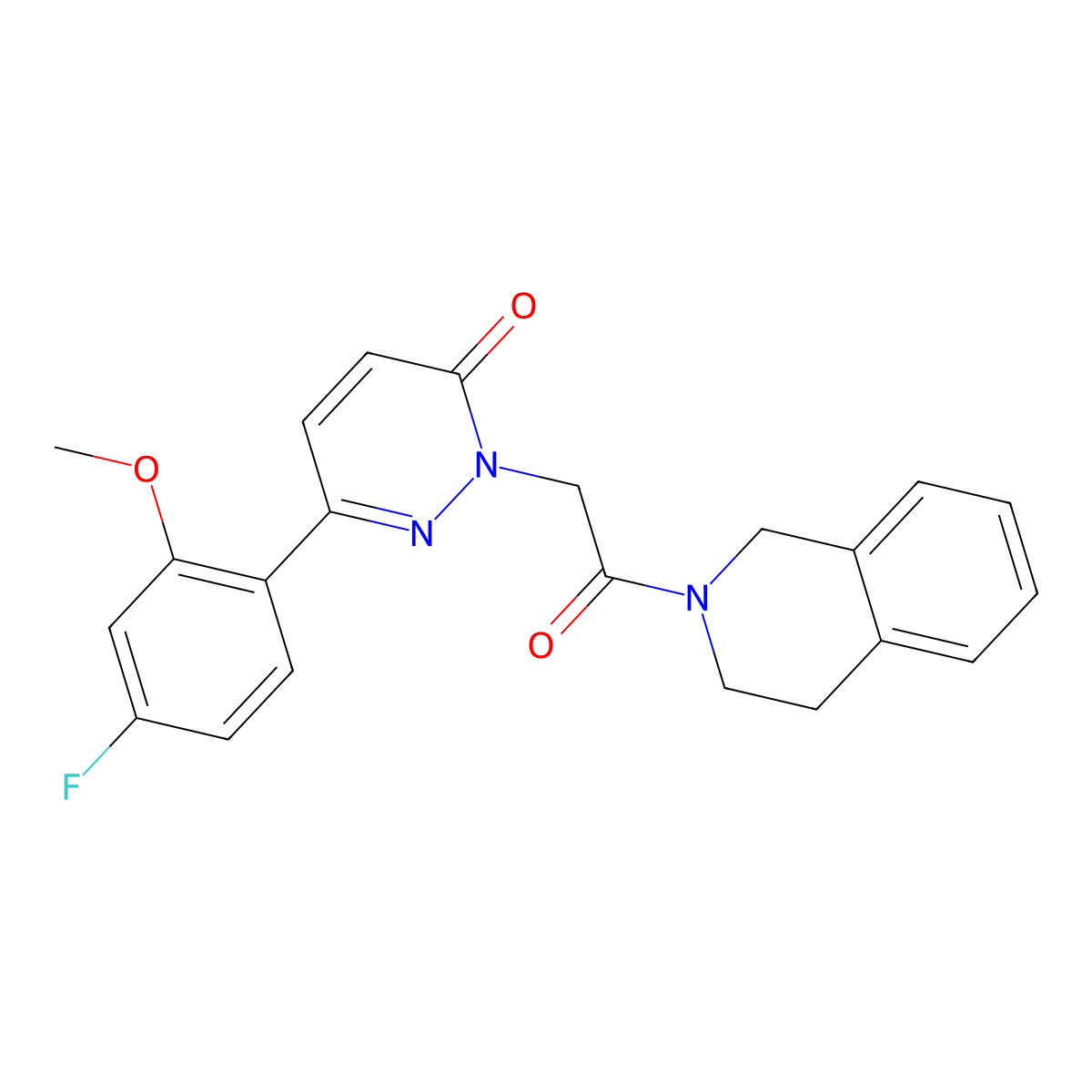 2-(2-(3,4-dihydroisoquinolin-2(1H)-yl)-2-oxoethyl)-6-(4-fluoro-2-methoxyphenyl)pyridazin-3(2H)-one molecular structure, CAS 1232768-74-9
