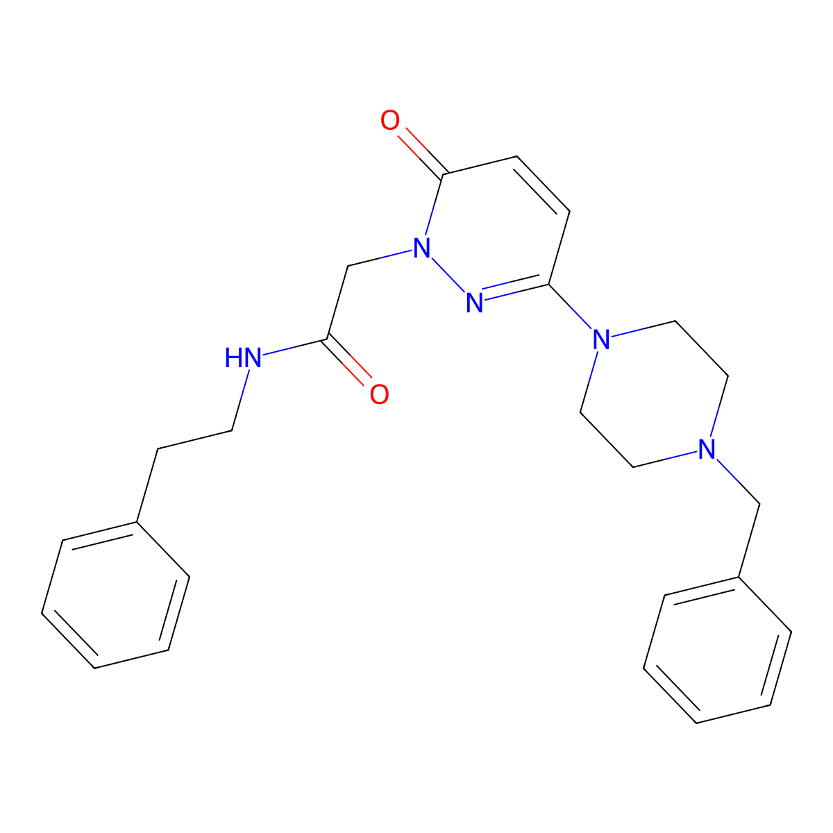 2-[3-(4-benzylpiperazin-1-yl)-6-oxopyridazin-1(6H)-yl]-N-(2-phenylethyl)acetamide molecular structure, CAS 1232768-76-1