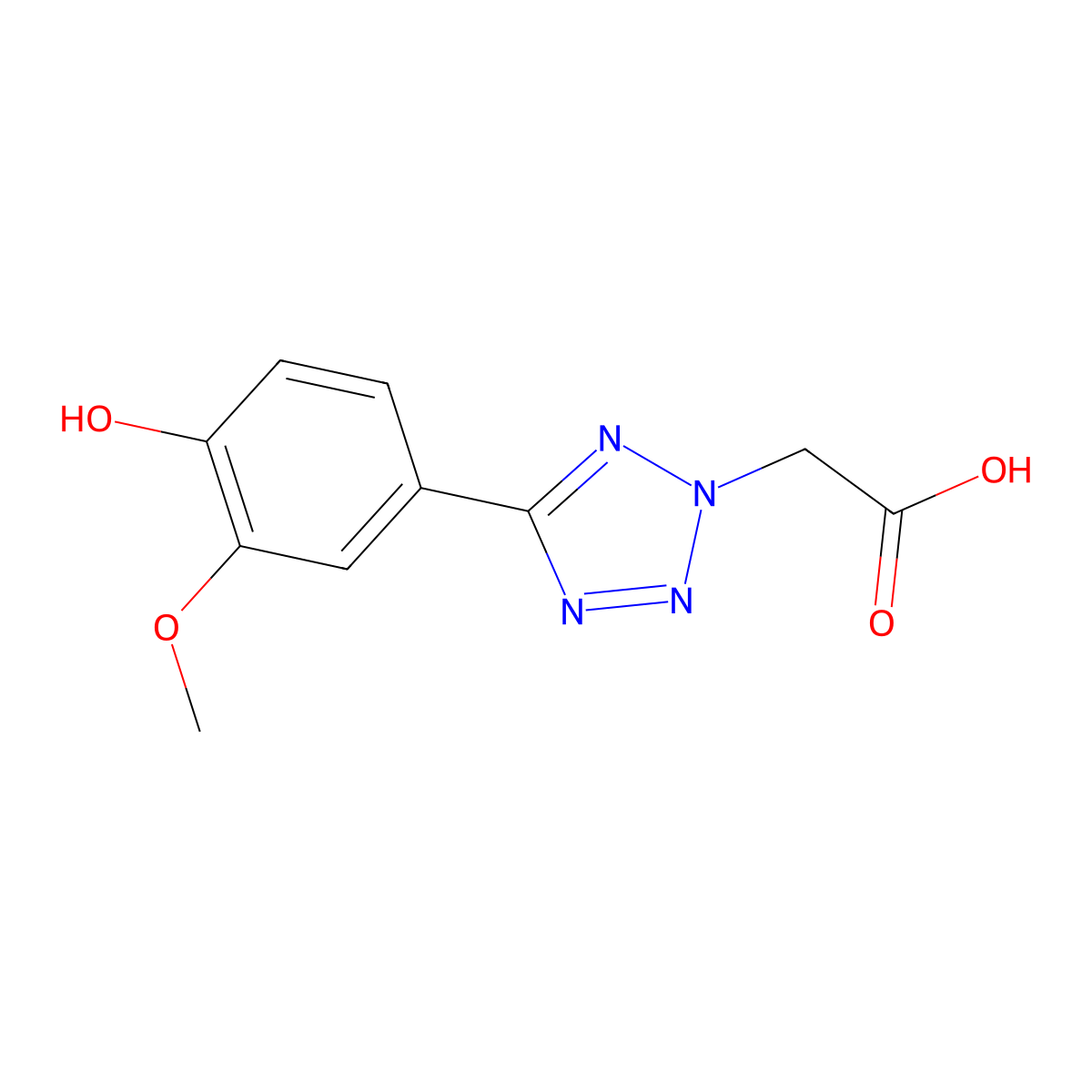 [5-(4-hydroxy-3-methoxyphenyl)-2H-tetrazol-2-yl]acetic acid molecular structure, CAS 1232768-77-2