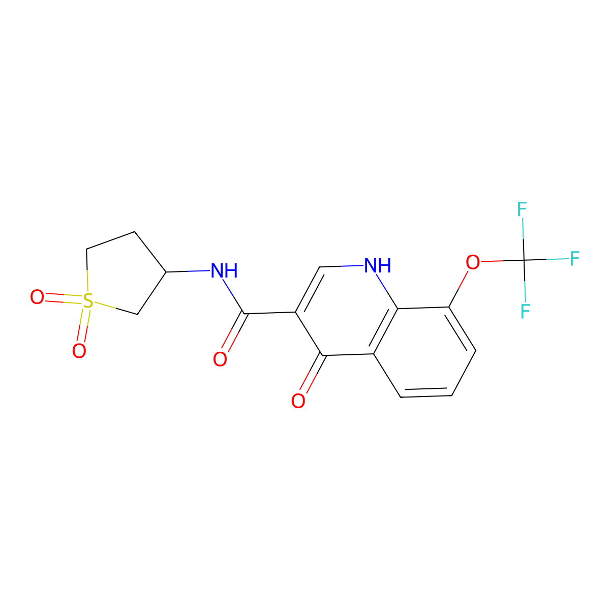 N-(1,1-dioxidotetrahydrothiophen-3-yl)-4-hydroxy-8-(trifluoromethoxy)quinoline-3-carboxamide molecular structure, CAS 1232768-93-2