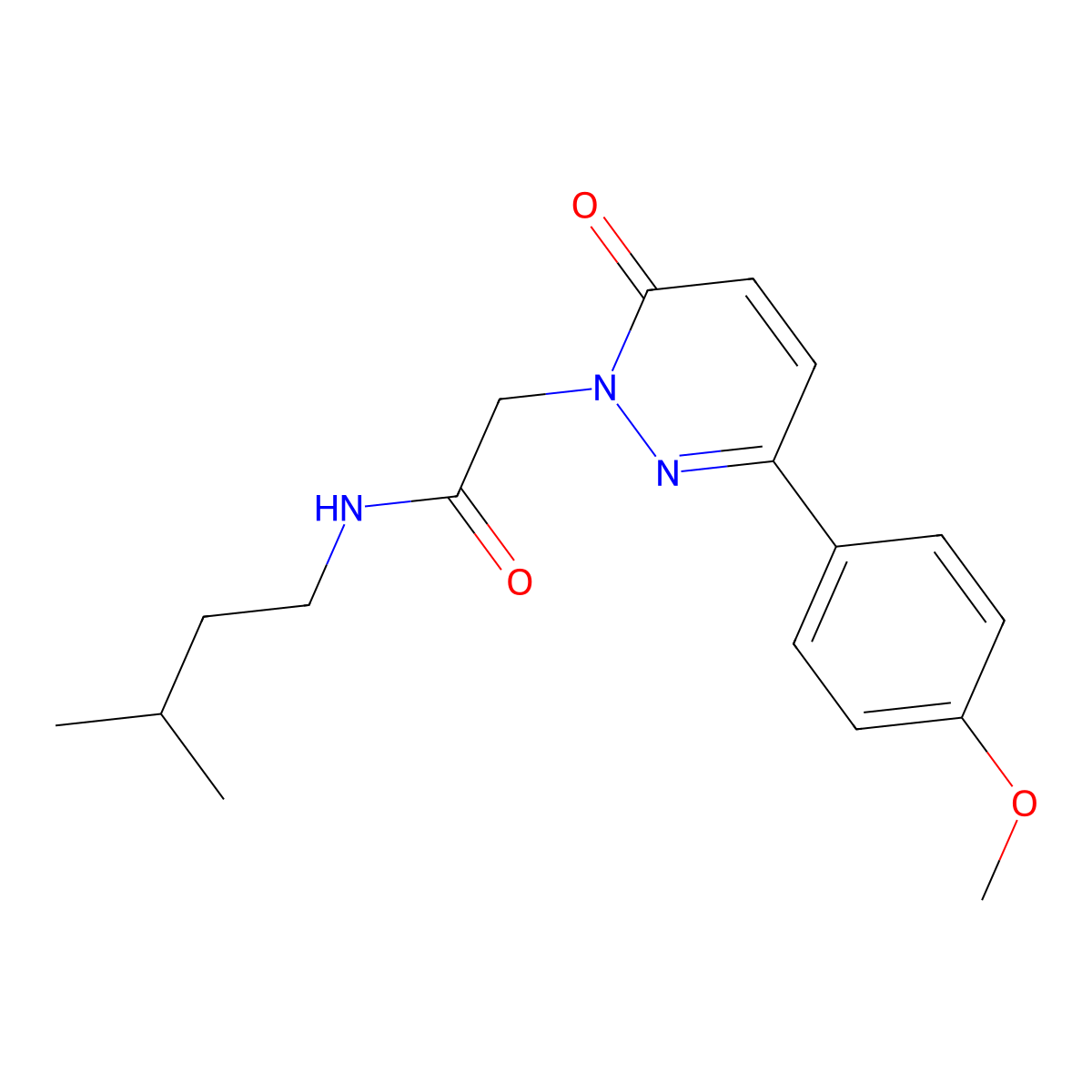 2-[3-(4-methoxyphenyl)-6-oxopyridazin-1(6H)-yl]-N-(3-methylbutyl)acetamide molecular structure, CAS 1232769-00-4